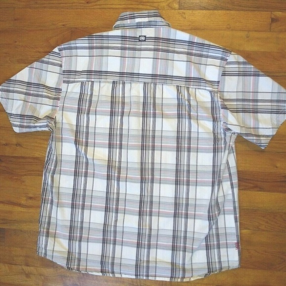 Men's Ecko Unltd. shirt plaid button down Sz M short sleeve polycotton - Picture 6 of 7